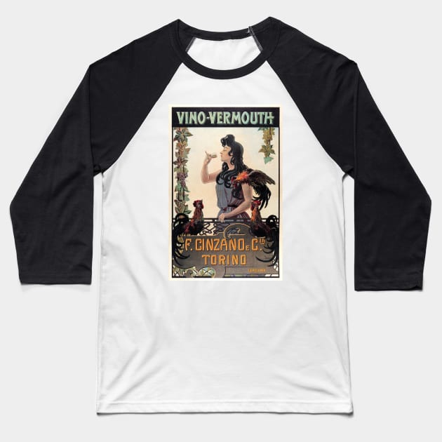 CINZANO VINO VERMOUTH TORINO Vintage Italian Herbal Liqueur Advert Baseball T-Shirt by vintageposters